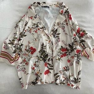 NWOT Zara Flowy Printed Pants & Shirt Set - Size Large | post is for blouse ONLY